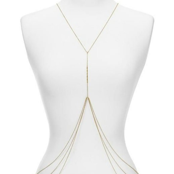 NIB Rebecca Minkoff Triangle Stud Body Chain - gold tone - Picture 2 of 5